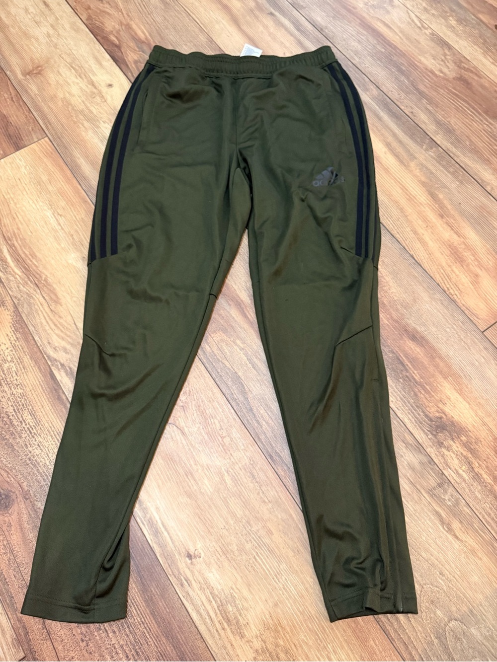 adidas Olive Track Pants with Black Side Stripes
